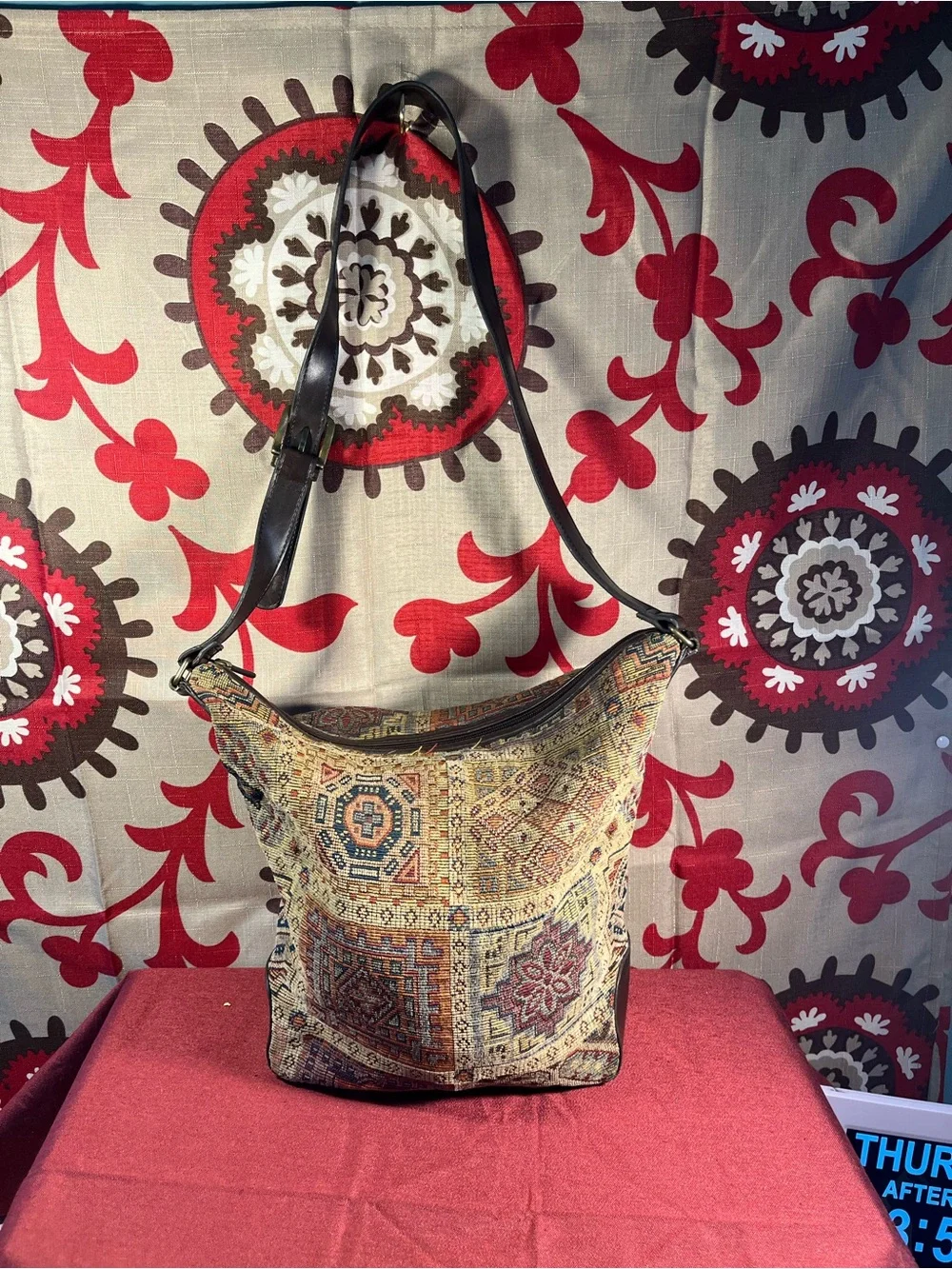Vintage Relic Tapestry Multicolor Earth Tone Shoulder Bag